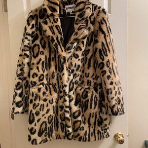 Apparis Brown Margot Leopard Print Long Sleeve Faux Fur